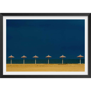 Poster horizon bleu Affiche + cadre en bois - Noir