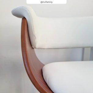 Chaise en cuir synthétique blanc - Piada