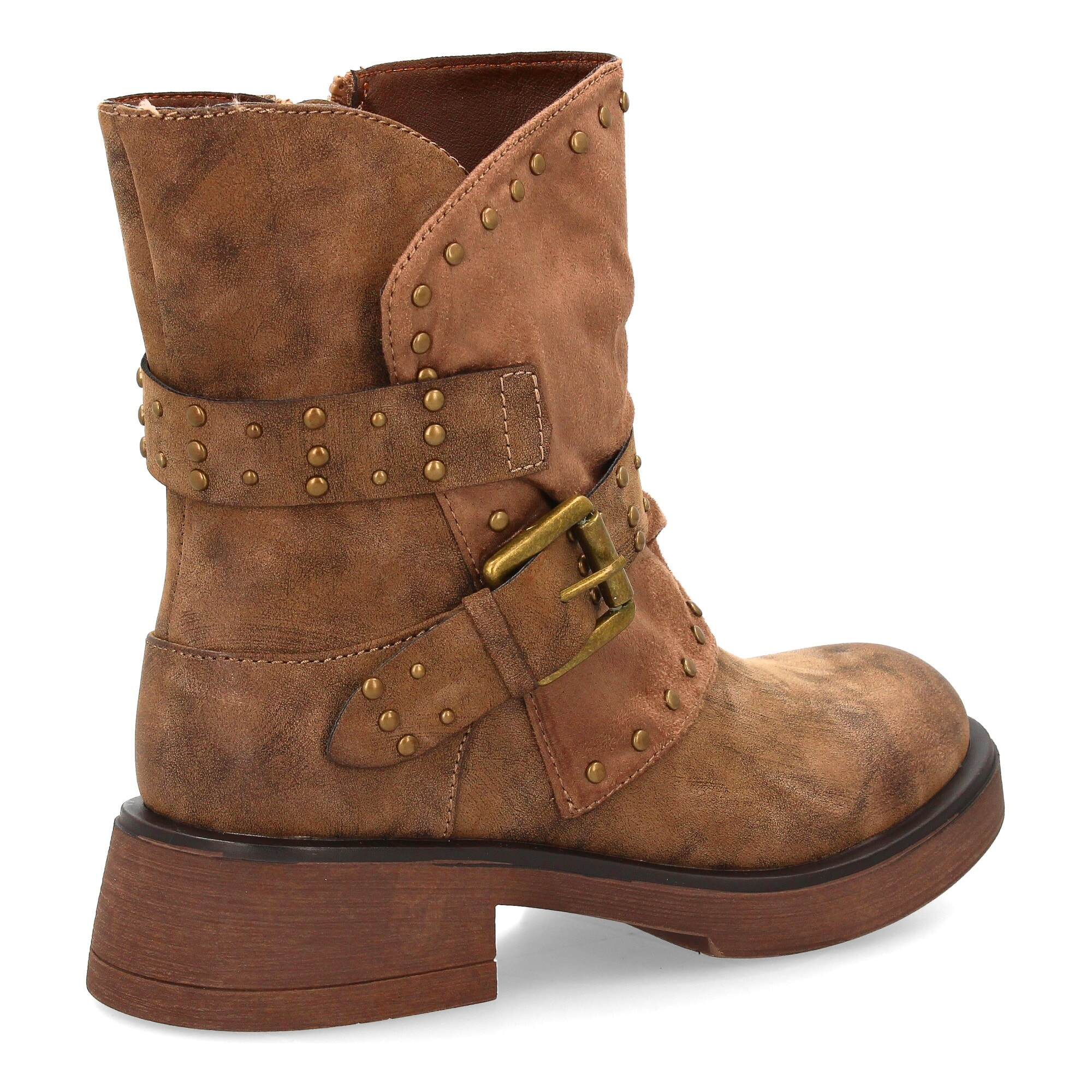 Bota biker con tachuelas y hebilla