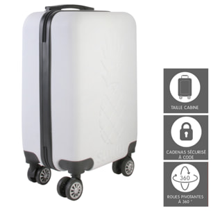 Valise Cabine Embossee Ananas Blanche 53x33x22cmm2