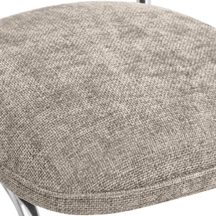 Lot de 2 tabourets de bar chromés en tissu chenille - LOU