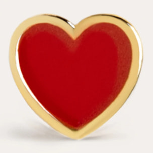 Orecchino Singolo Heart Red Enamel Argento Placcato Oro