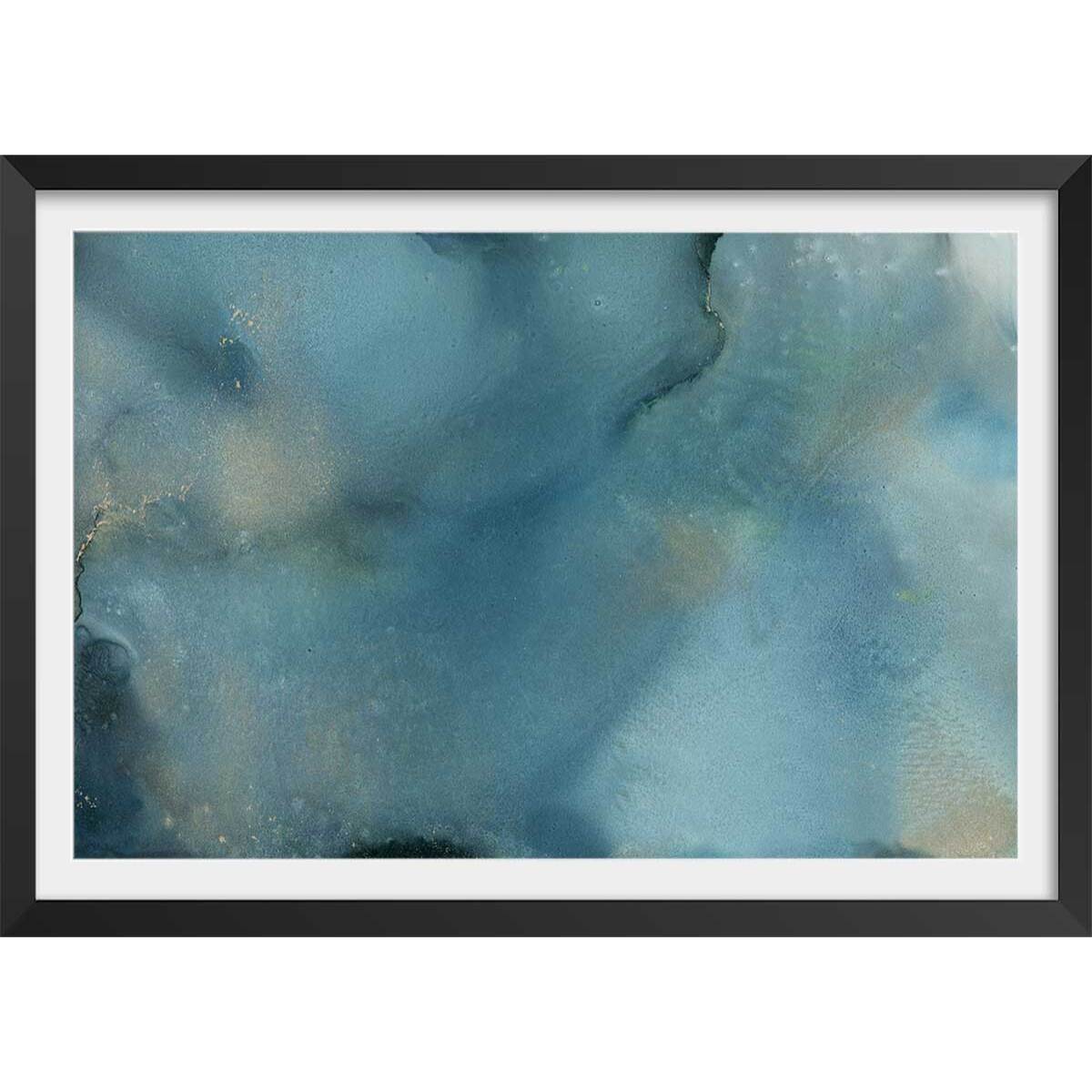 Poster rivière dorée Affiche + cadre en bois - Noir