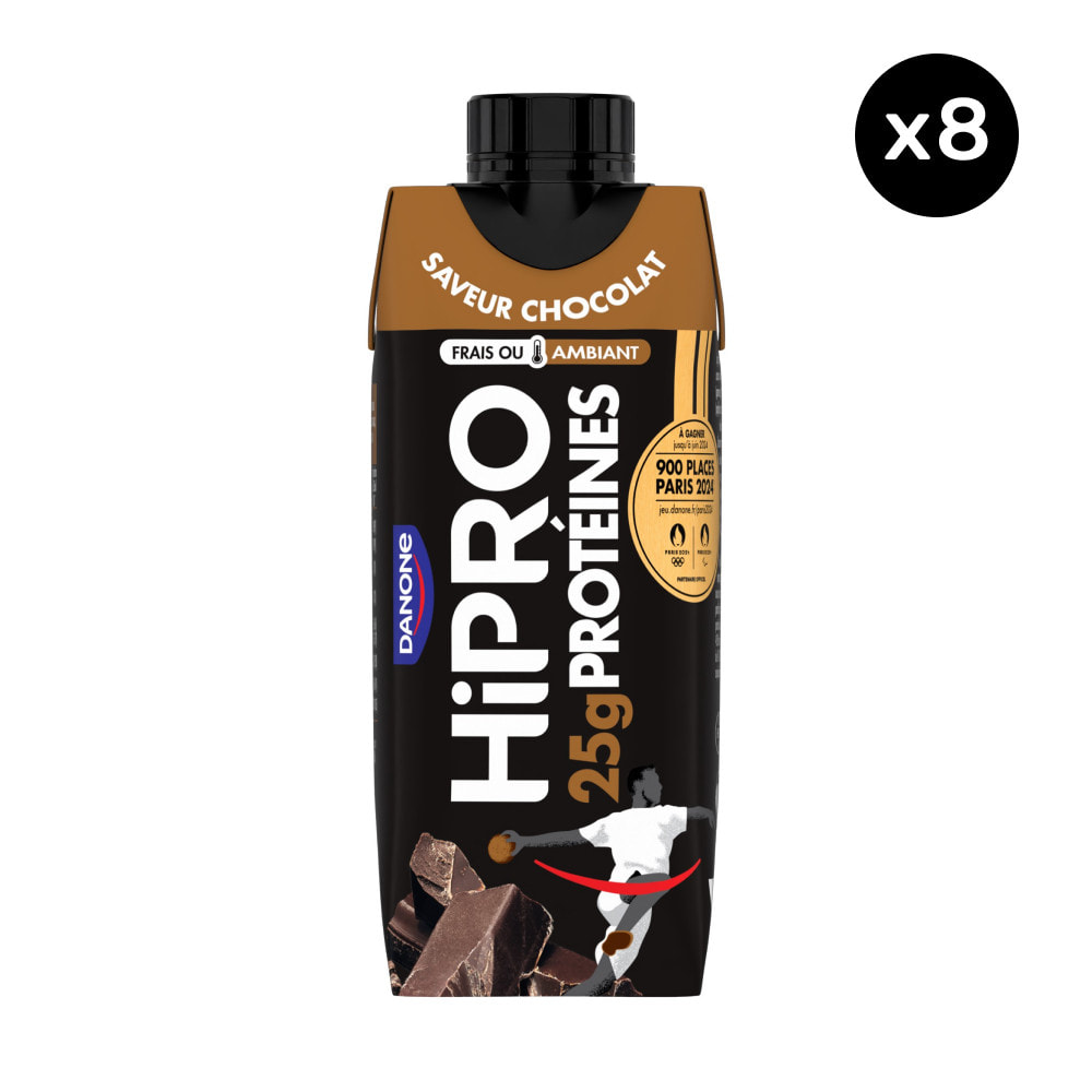 8 x 330ml - Hipro - Boisson protéinée goût chocolat