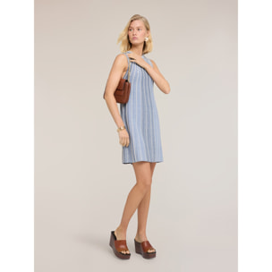 Motivi - Vestido línea A en punto plisado - Light - blue