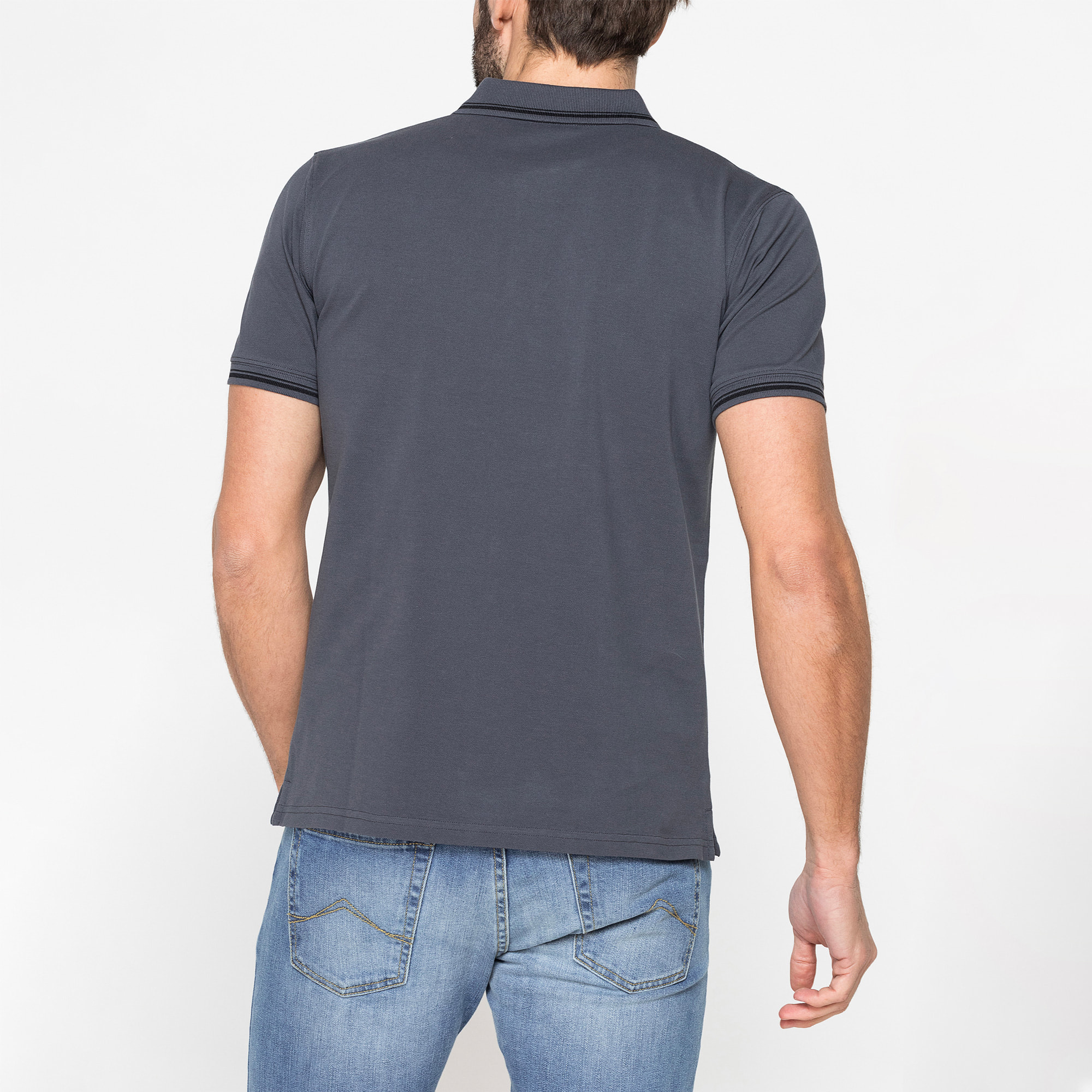 POLO IN PIQUET DI COTONE CON TIPPING A CONTRASTO