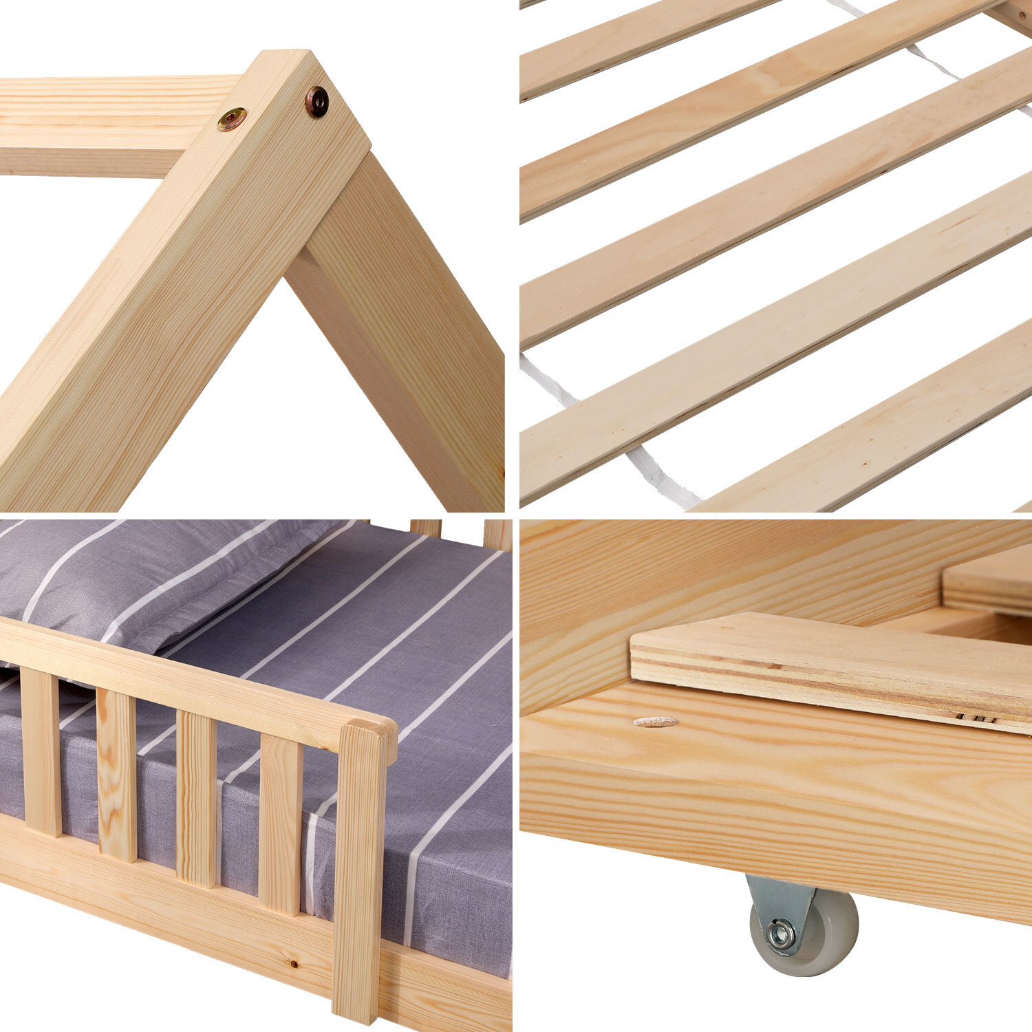 Lit cabane gigogne pour enfant 190x90cm en bois MARCEAU