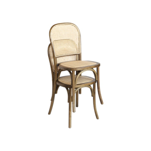 Chaise vintage bois et rotin (lot de 2) MONTPARNASSE