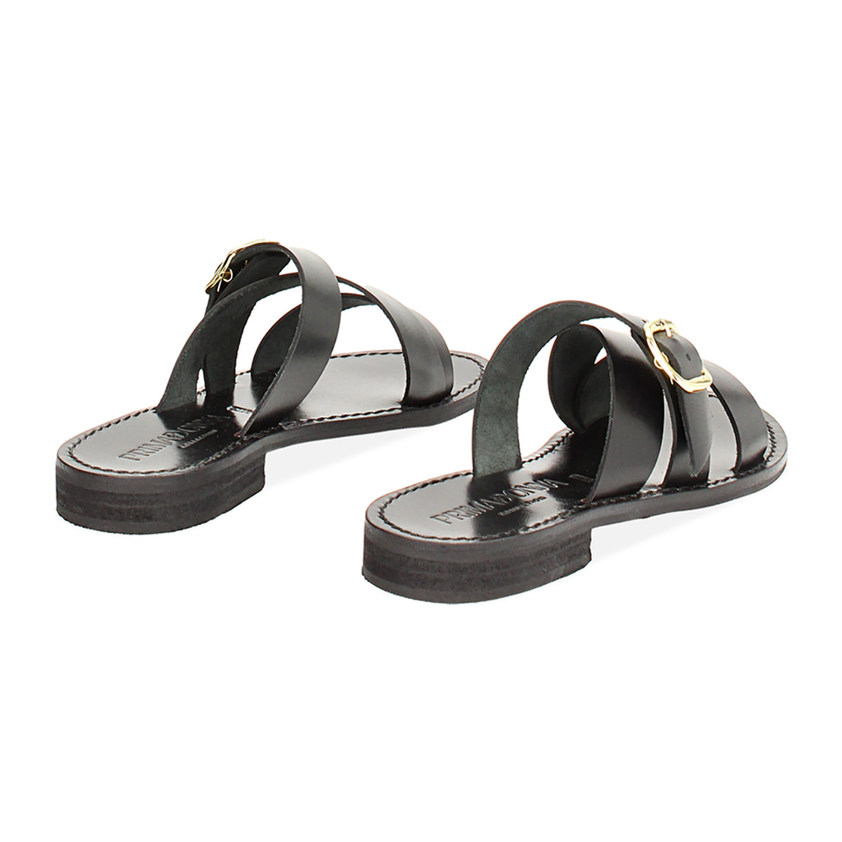 Sandales basses noires en vache avec boucle