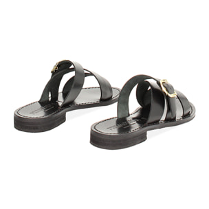 Sandales basses noires en vache avec boucle