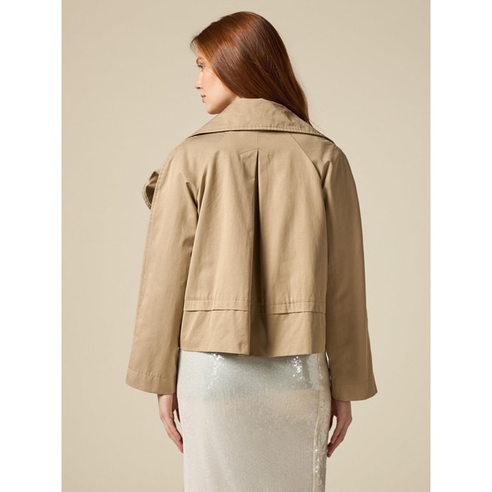 Oltre - Gabardina amplia con flor - Beige