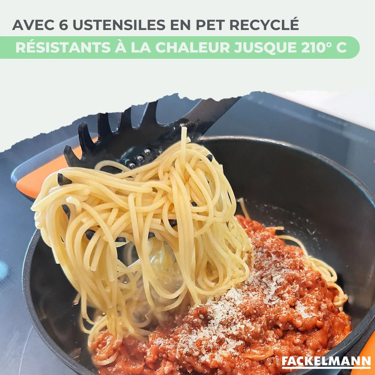 Set poêle antiadhésive céramique 30 cm et 6 ustensiles Fackelmann Brandao