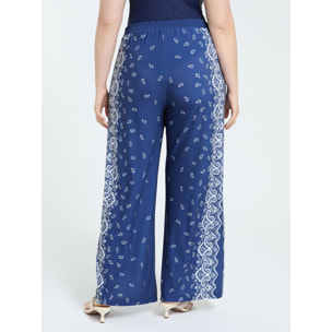Fiorella Rubino - Pantaloni Wide Leg stampa bandana - Blu