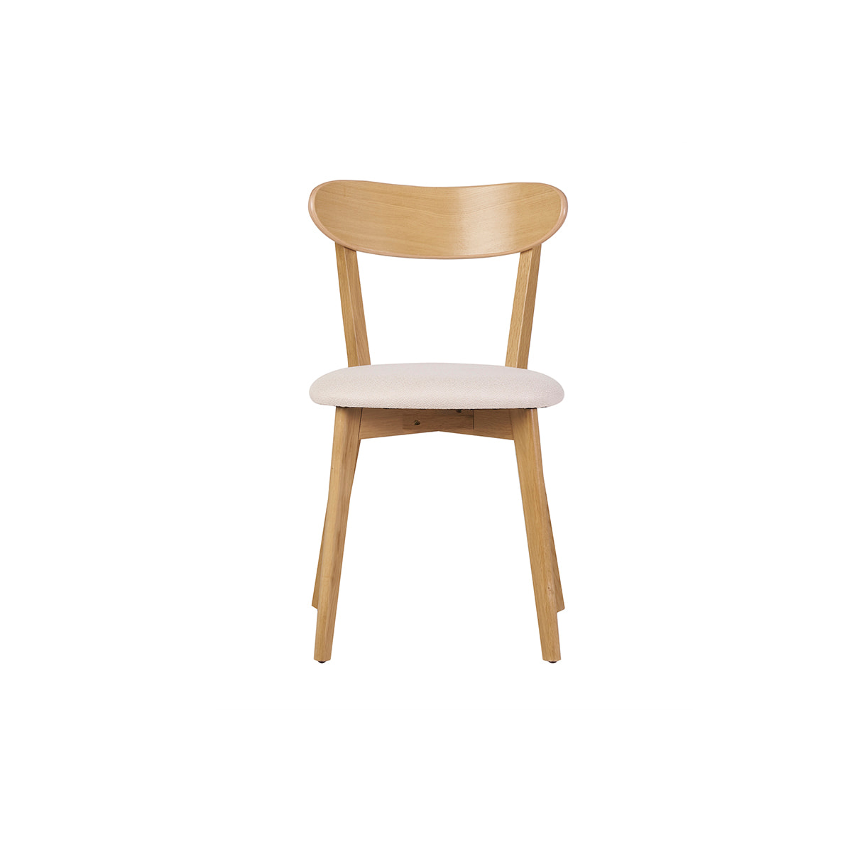 Chaises vintage en bois clair chêne et tissu effet laine bouclée blanc (lot de 2) DOVE