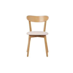 Chaises vintage en bois clair chêne et tissu effet laine bouclée blanc (lot de 2) DOVE