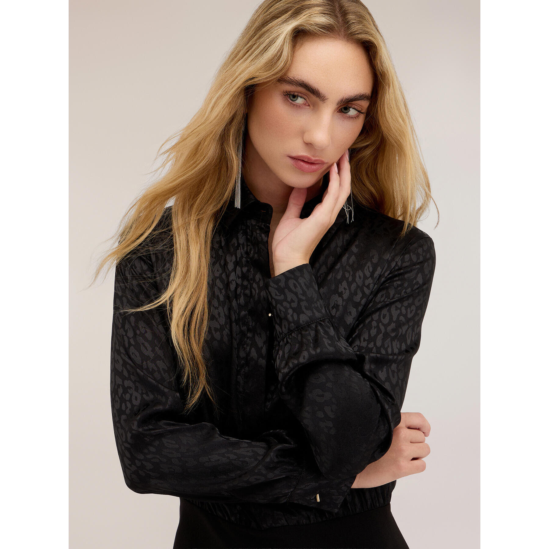 Motivi - Vestito chemisier corto con stampa jacquard - Nero