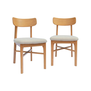 Chaise vintage bois d'hévéa et bouclette (lot de 2) THÉA