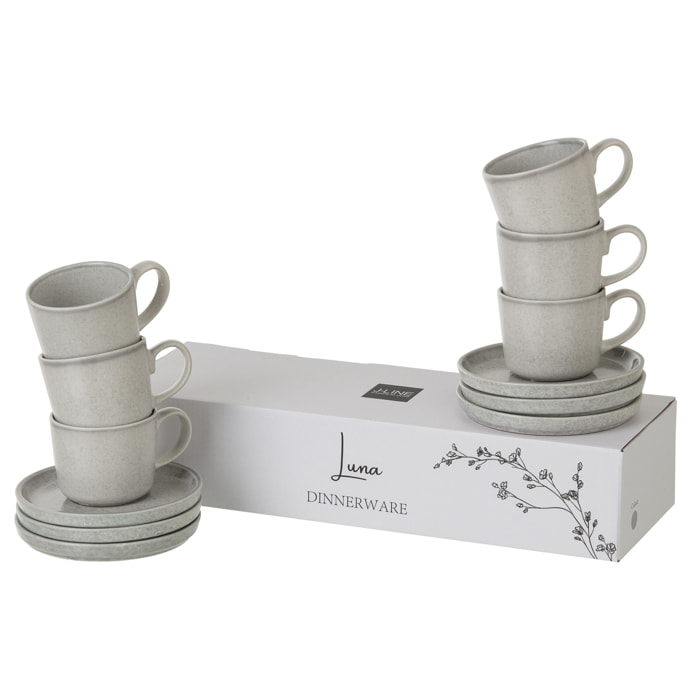 J-Line Tasse + Sous-tasse Luna - céramique - gris clair