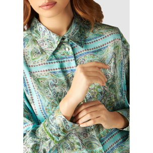 Oltre - Camisa de raso estampado - Green Water