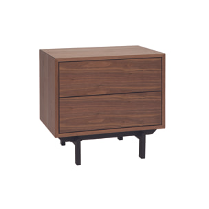 Table de chevet vintage bois foncé noyer et métal MANNY