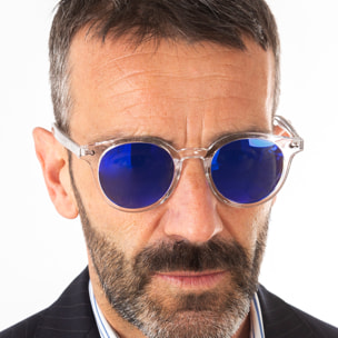 Gafas de sol OCEAN HONFLEUR - Blanco transparente brillante / Revo azul