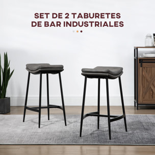 Conjunto de 2 Taburetes Altos de Cocina Sillas Altas de Cocina sin Respaldo con Estructura de Acero Estilo Industrial Carga 120 kg para Bar Salón Comedor Gris