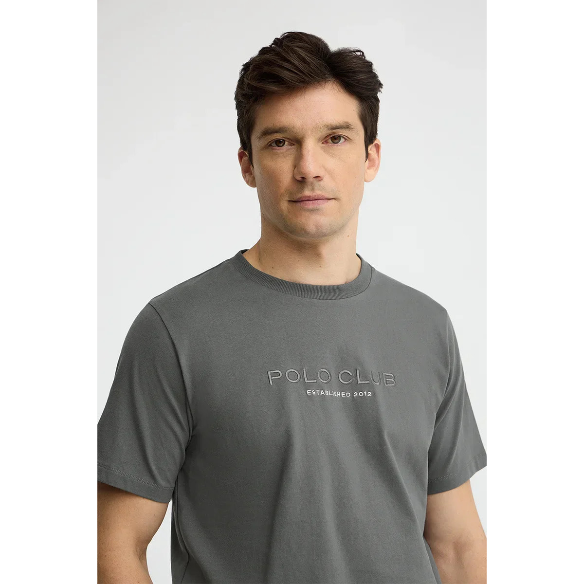 Maglietta asfalto a maniche corte con ricamo Established 2012 Polo Club