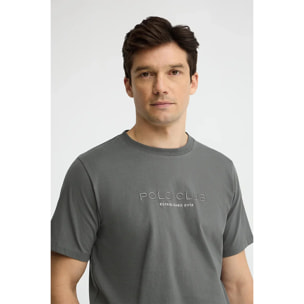 Maglietta asfalto a maniche corte con ricamo Established 2012 Polo Club