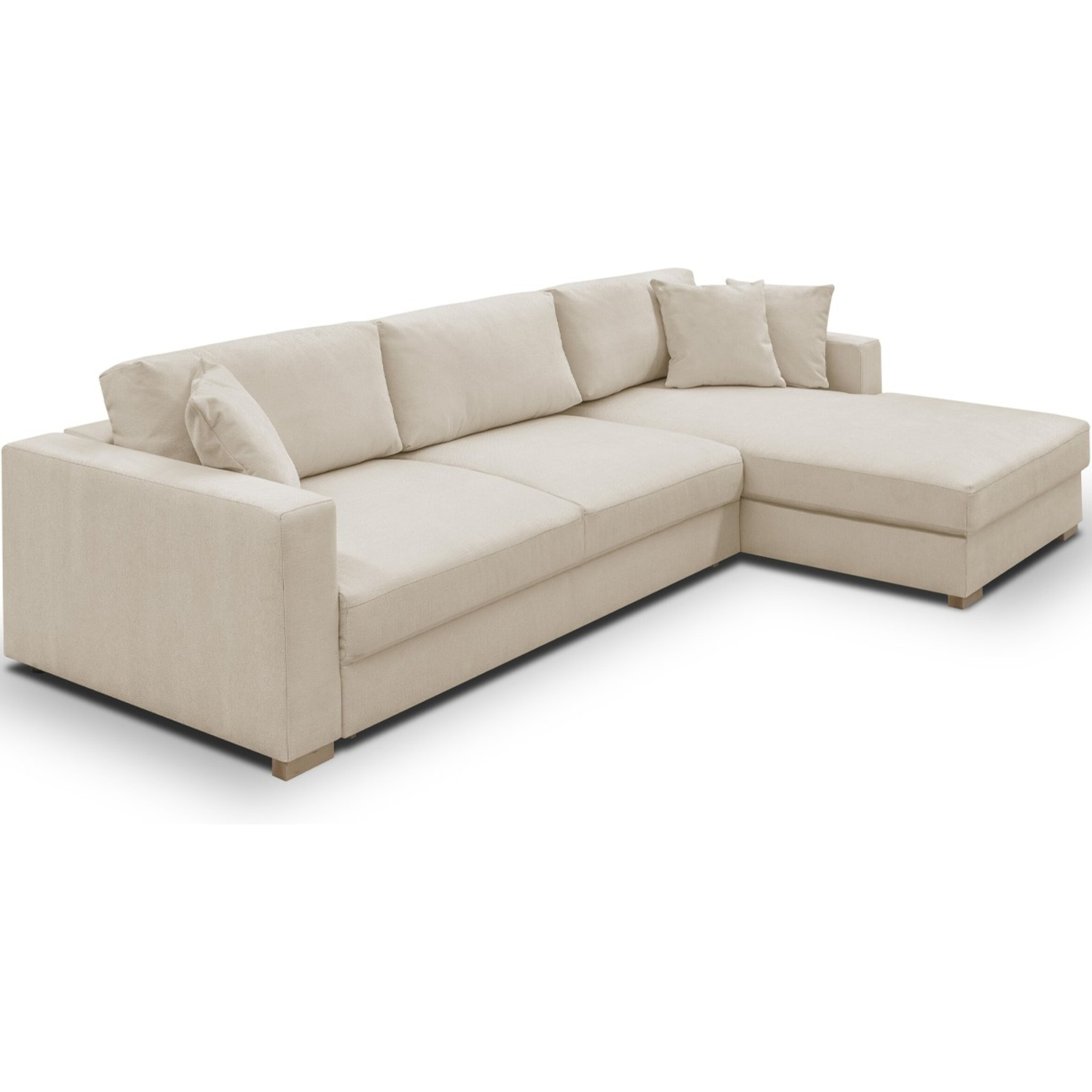 Canapé d'angle à droite convertible 5 places en tissu chenille - ROBIN