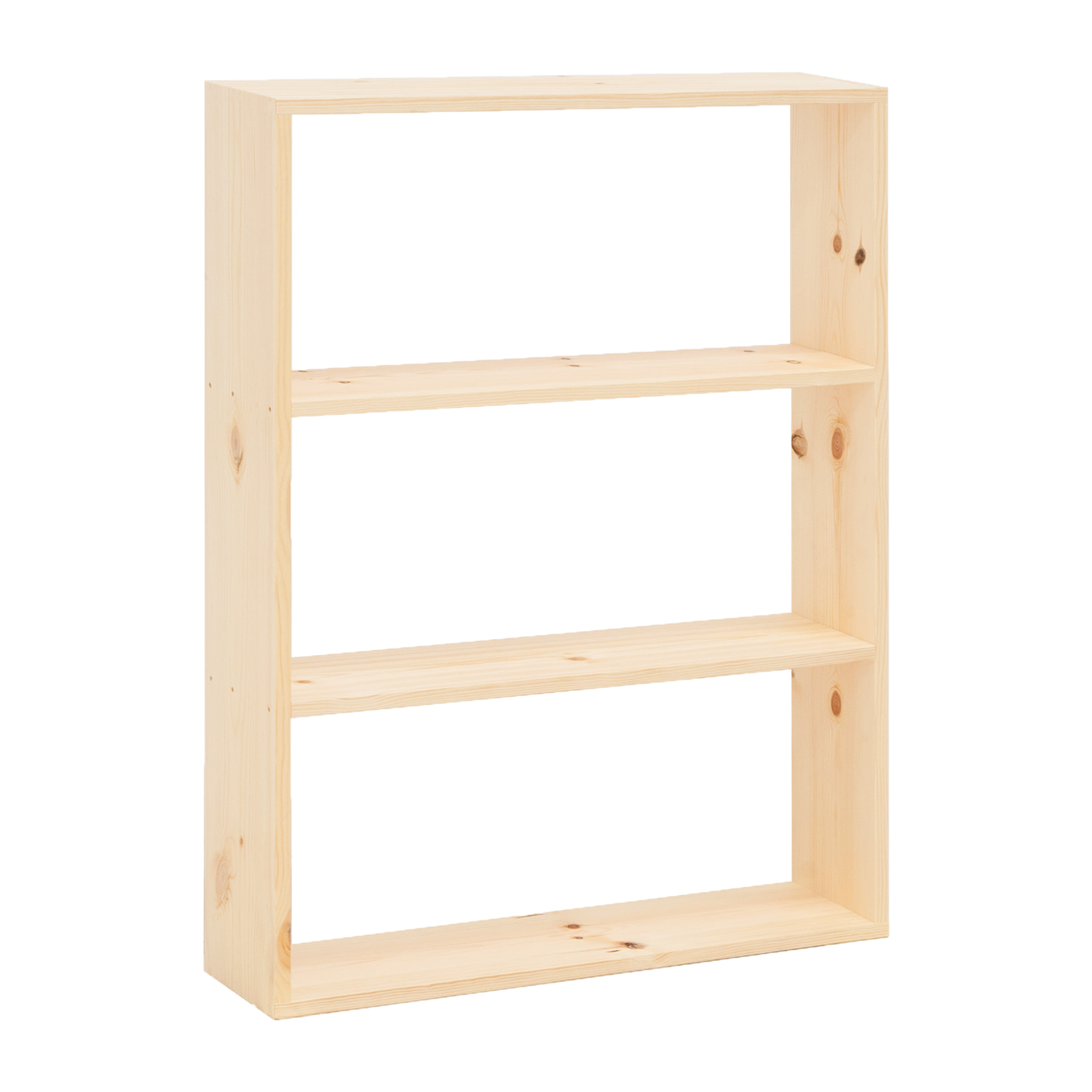 Estantería de madera maciza tono natural con 2 estantes Alto: 110 Largo: 80 Ancho: 20