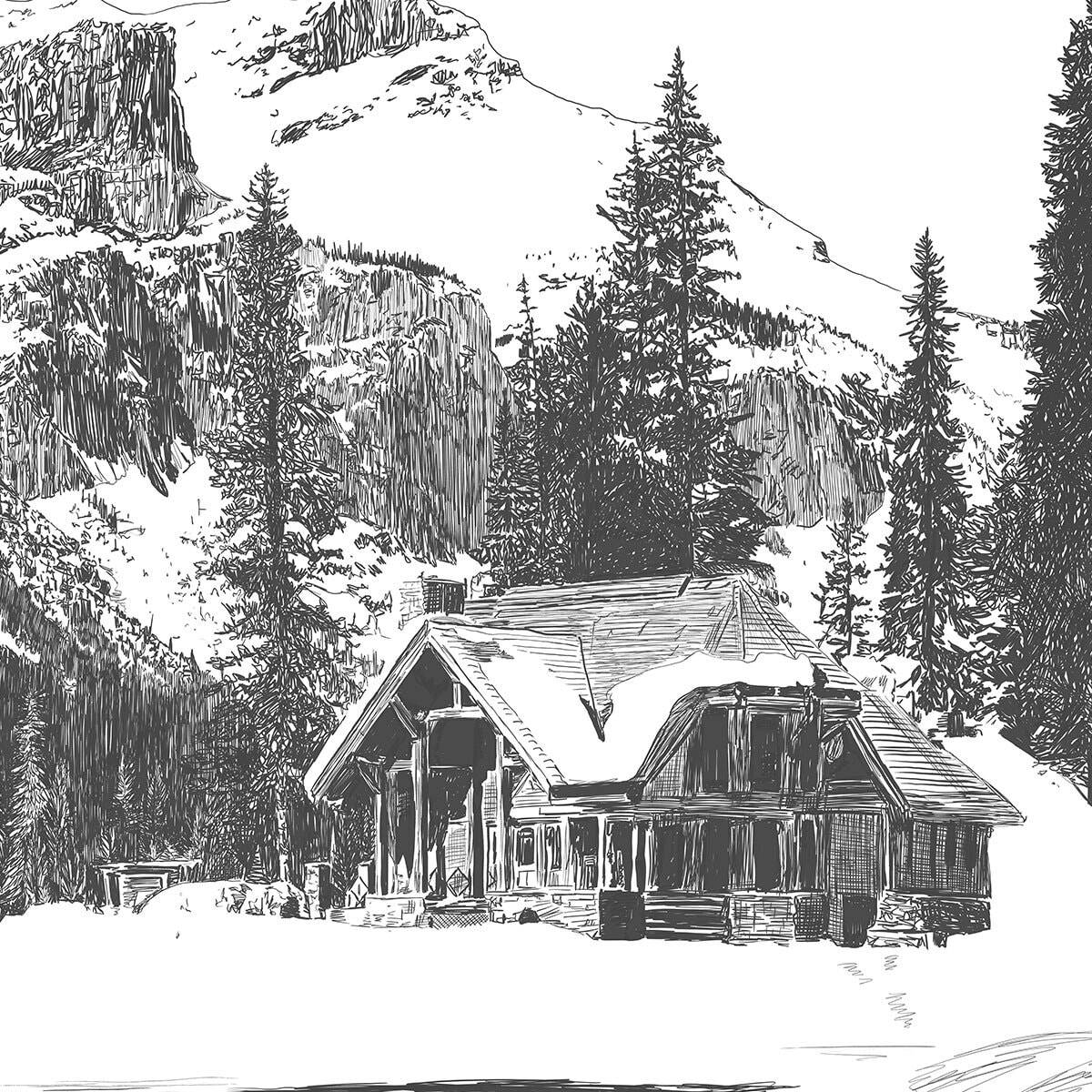 Papier peint chalet Intissé