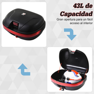 Universal Baúl de Moto Maleta de 43 L para 2 Cascos Medios con Dos Llaves Negro