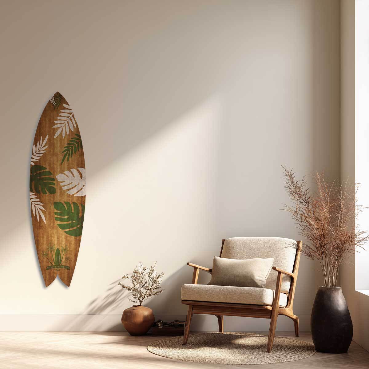 Planche de surf décorative Sunset Palm Tableau alu Dibond