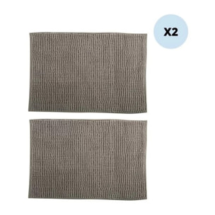 Lot de 2 tapis de bain CHENILLE 50x80 Beige MSV