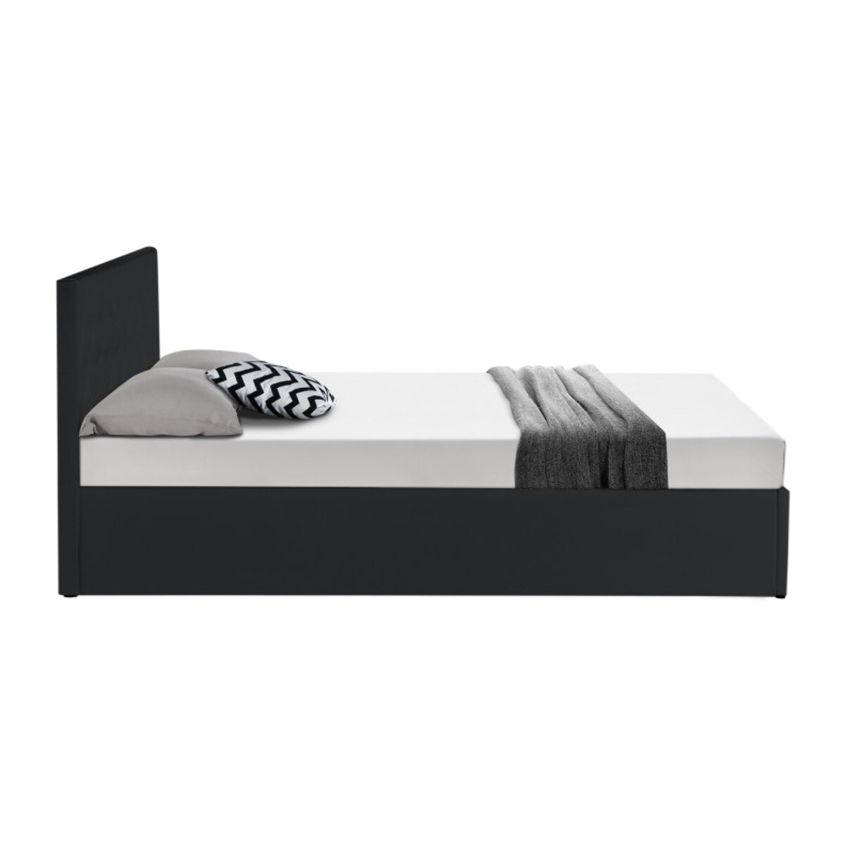 Lit coffre Hanna 140x190cm simili cuir noir