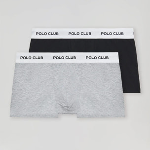 Pack di due boxer neri e grigi con logo Polo Club