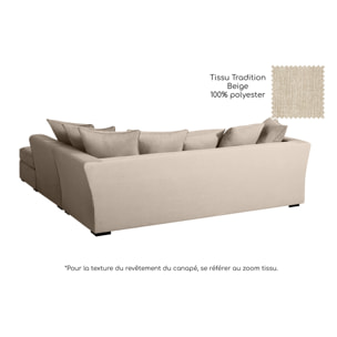 Canapé d'angle YSER fixe 240 x 236 cm Tradition Beige - 100% déhoussable - Fabriqué en France