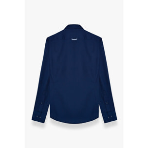 camicia uomo 1 bottone button down slim Satin Unito Blu