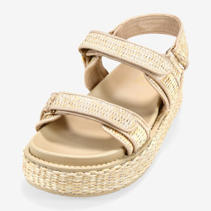 Sandalias plataforma beige en esparto