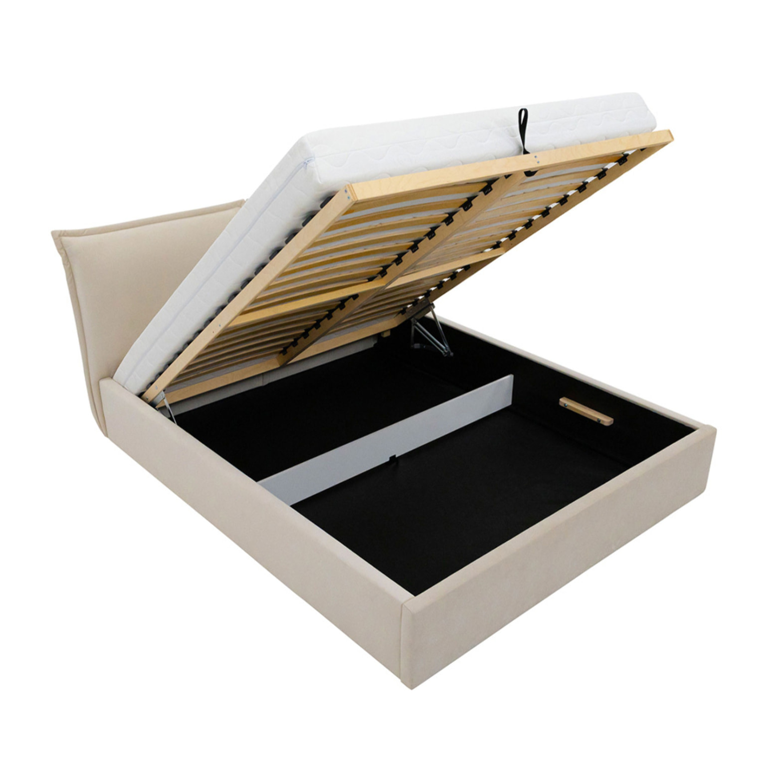 John - lit coffre - 160x200 cm - en velours - sommier inclus - Beige