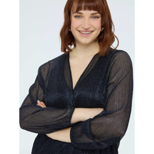 Fiorella Rubino - Cardigan coprispalle in plissè lurex - Blu