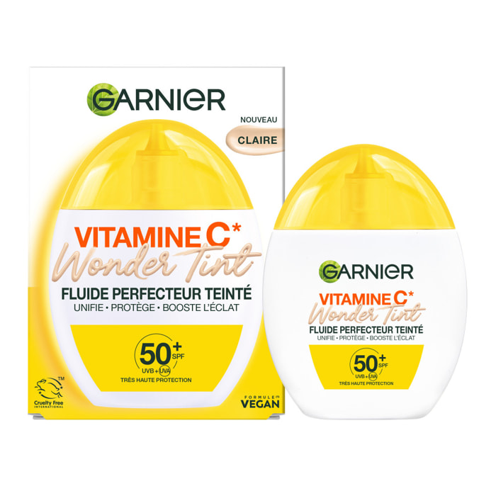 Garnier SkinActive Vitamine C Fluide Perfecteur Teinté Wonder Tint SPF50+, Teinte Claire
