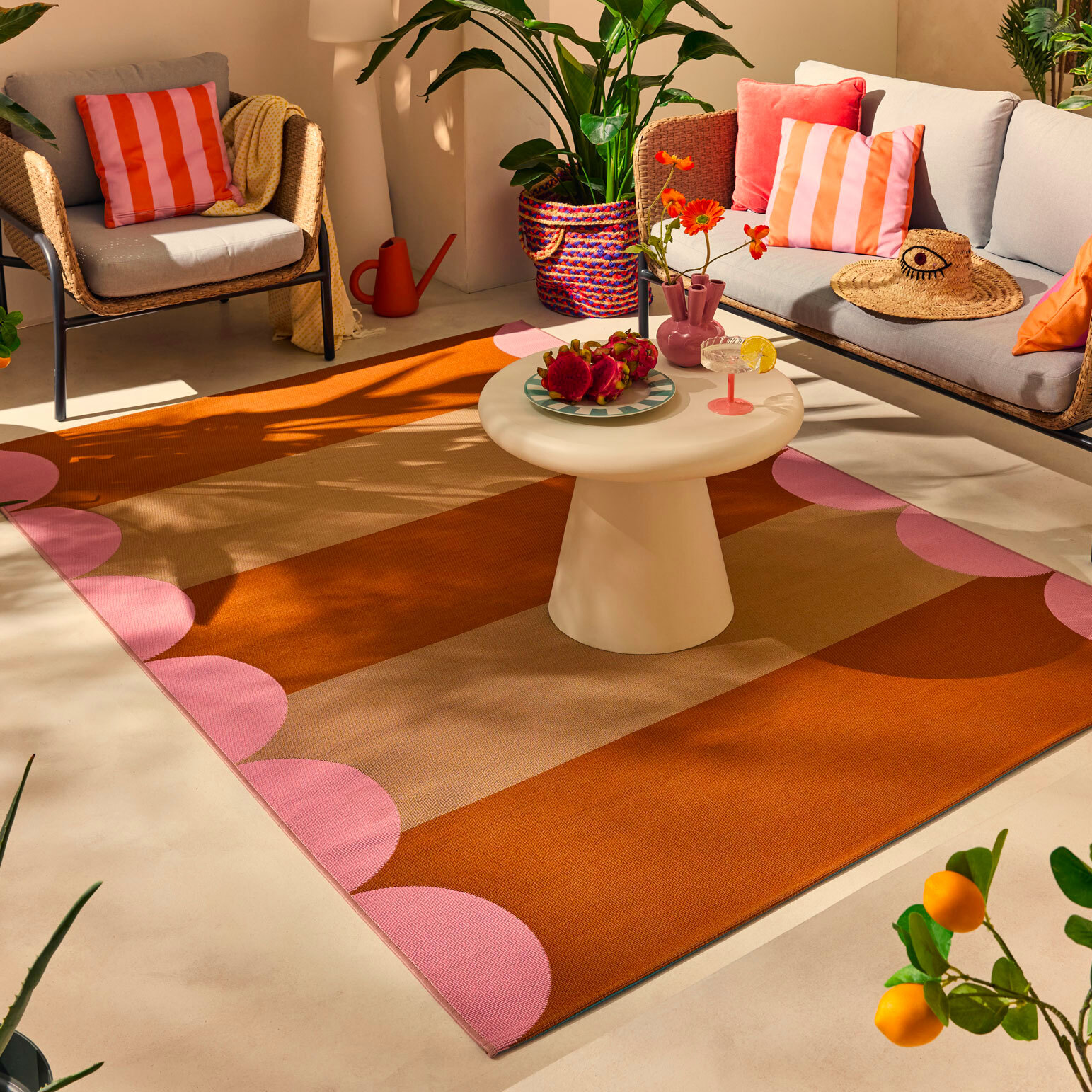 AZUR - Tapis intérieur/extérieur esprit art déco beige