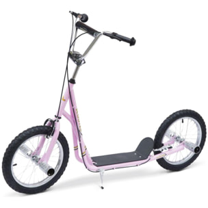 Trottinette patinette freestyle grandes roues pneumatiques Ø 41 cm avec pegs rose