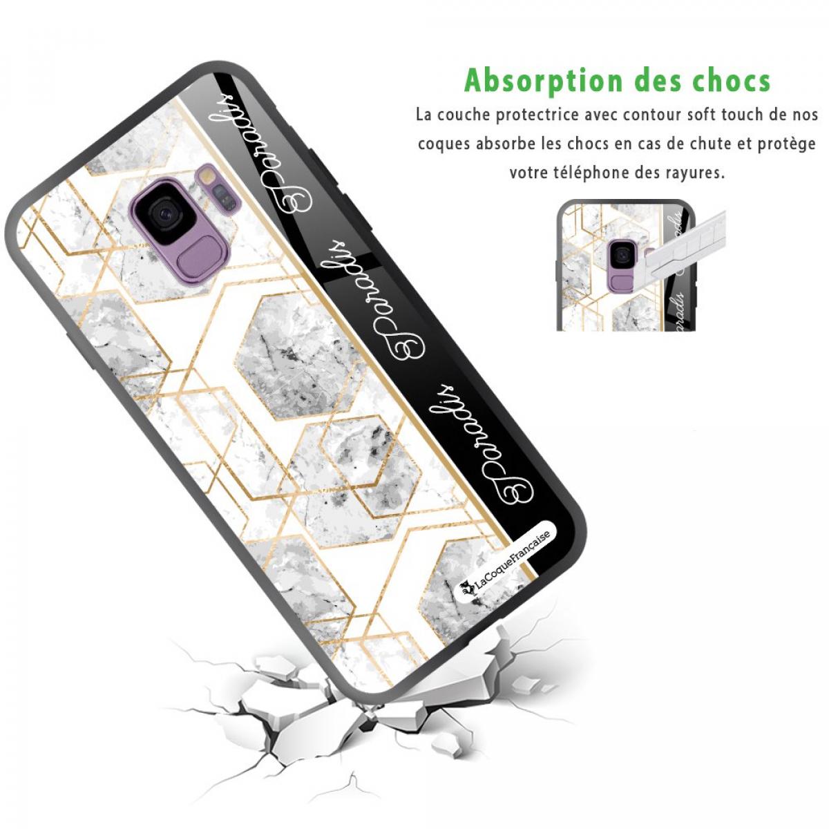 Coque Samsung Galaxy S9 Coque Soft Touch Glossy Marbre Noir Paradis Design La Coque Francaise