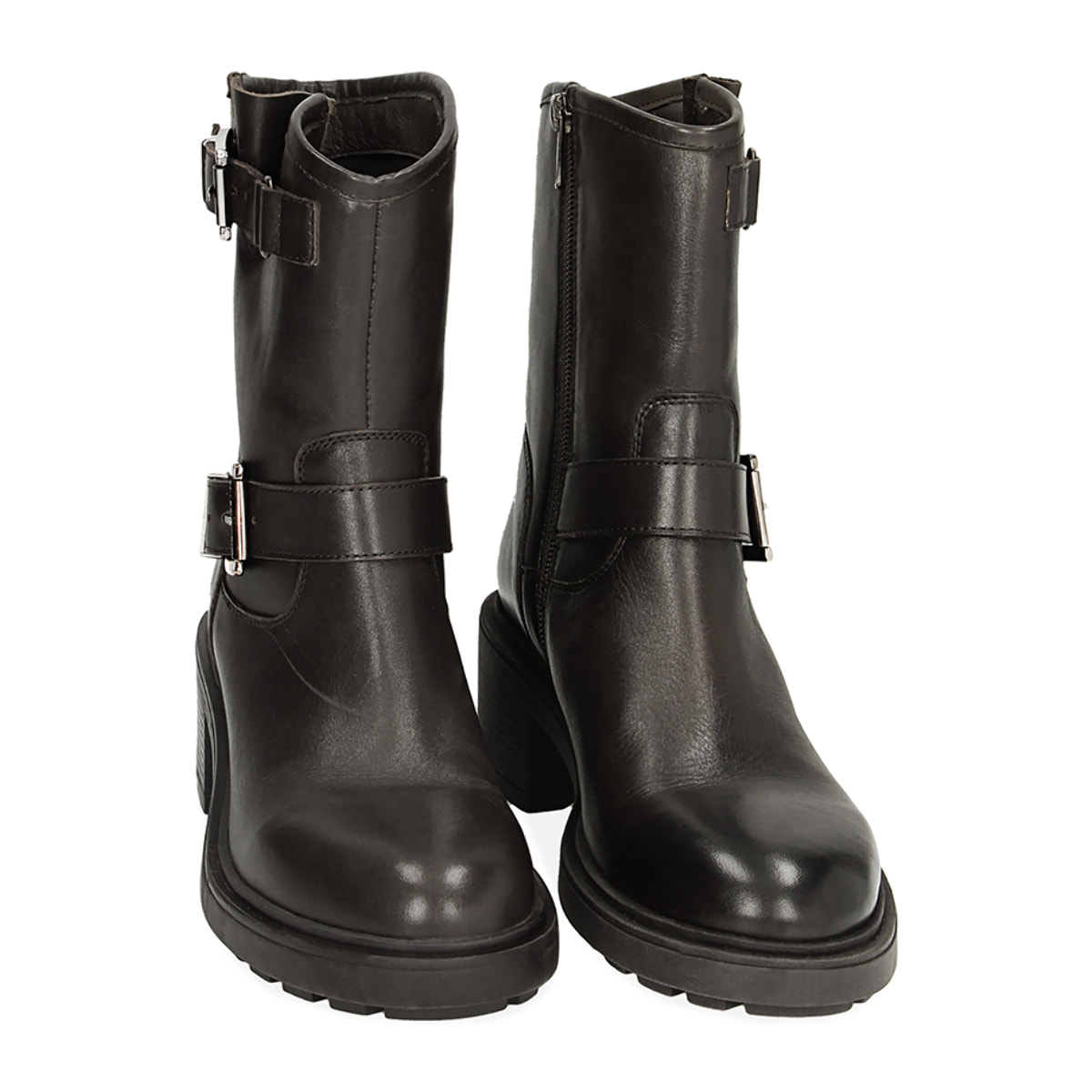 Botines de cuero negro para los moteros
