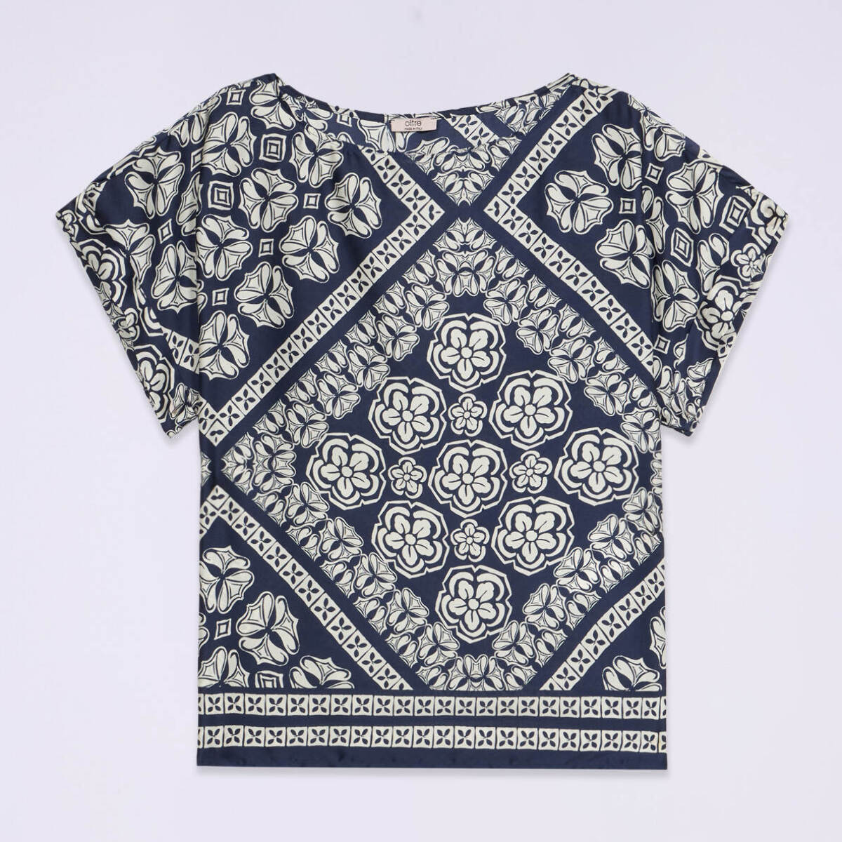 Oltre - Blusa in raso fantasia - Blu