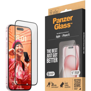 Protège écran PANZERGLASS iPhone 15 Ultra-Wide-Fit