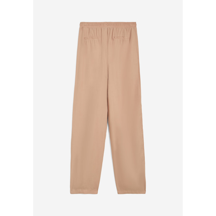 Pantaloni donna gamba ampia in twill lyocell