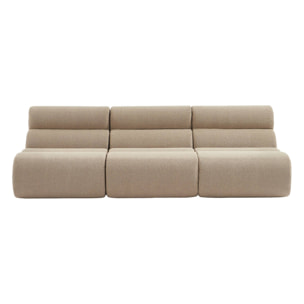 Lot de 3 chauffeuses bouclette texturée beige 1 place - L 81 x P 99 x H 75cm - Nova